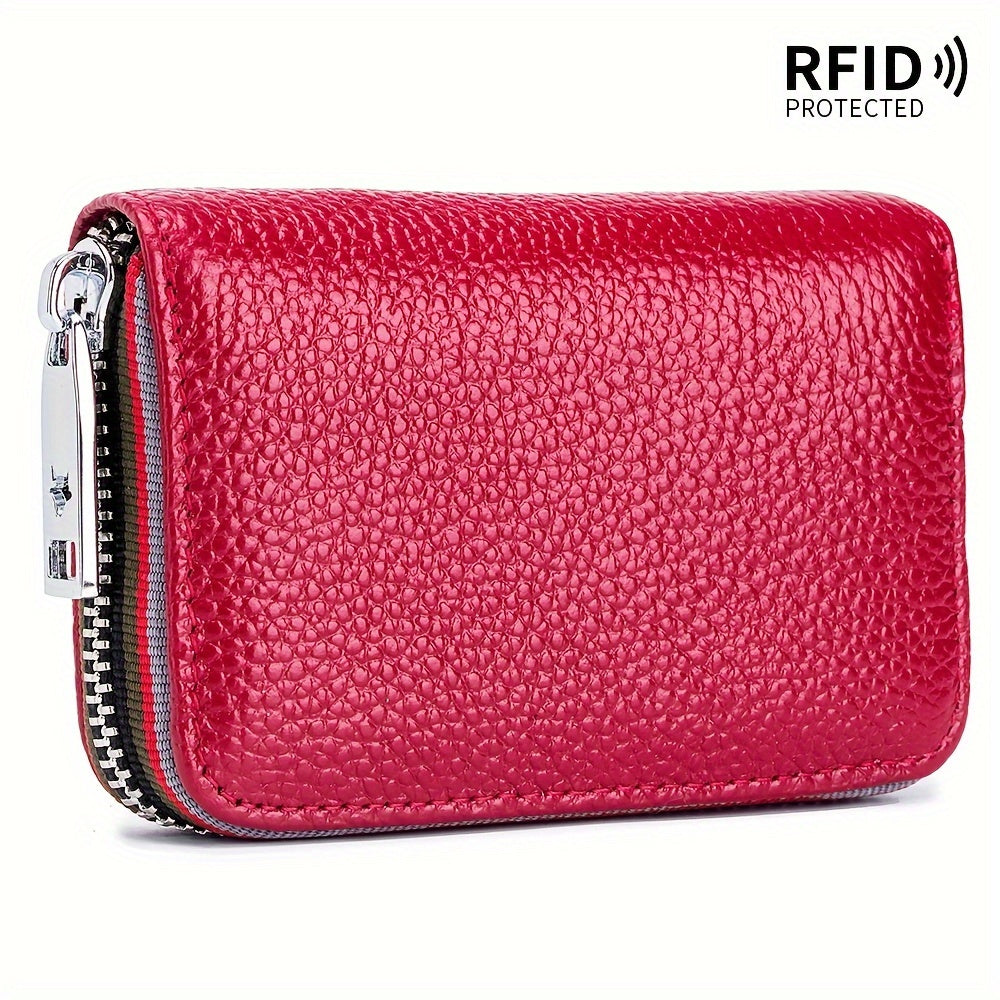 Credit Card Holder Wallet For Men Women, Small Leather RFID Blocking Card Cases Holder Organizer, Security Travel Wallet With Zipper