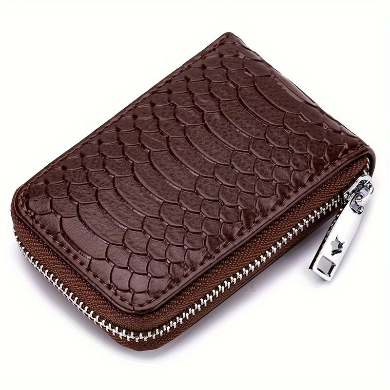 Credit Card Small Leather Wallet, Zipper Pockets Card Cases Holder for Men Women Compact Size For Festival Gift