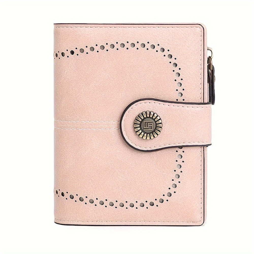 Small Womens Wallet Leather Bifold Card Holder RFID Blocking with Zipper Coin Pocket