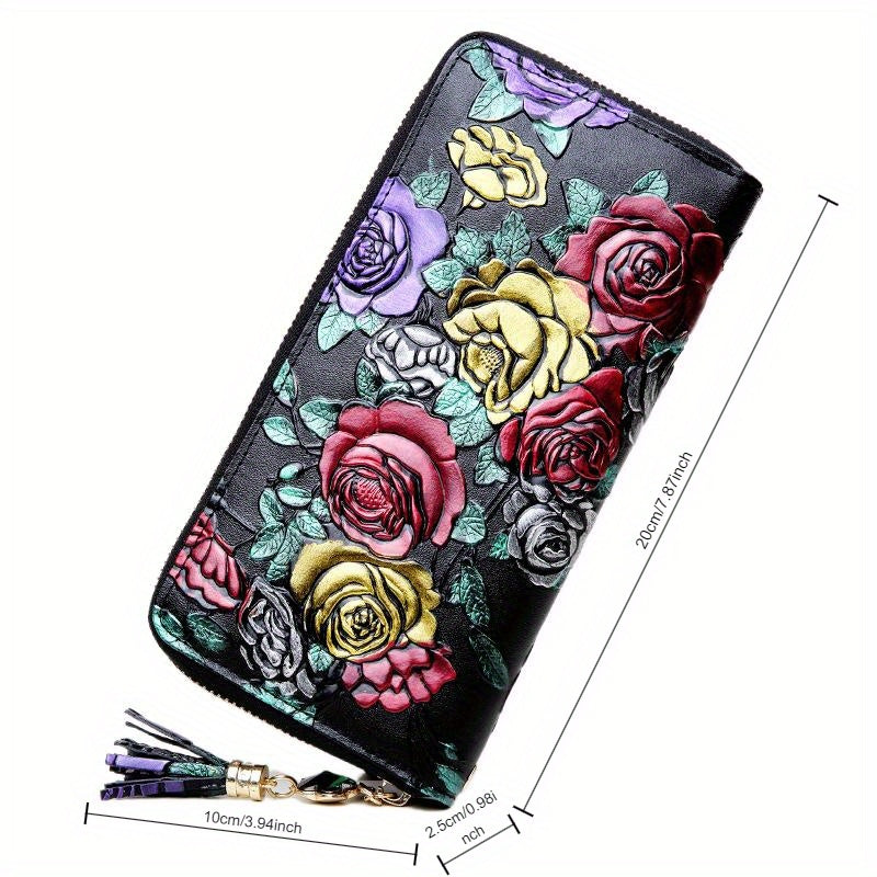 New Women's Wallet Long Zipper Multi-functional Retro Three-dimensional Handbag Large Capacity