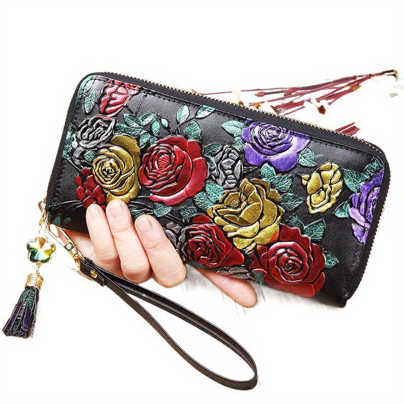 New Women's Wallet Long Zipper Multi-functional Retro Three-dimensional Handbag Large Capacity