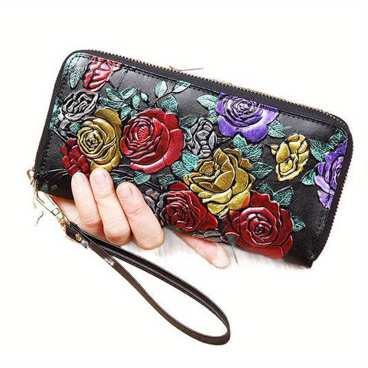 New Women's Wallet Long Zipper Multi-functional Retro Three-dimensional Handbag Large Capacity