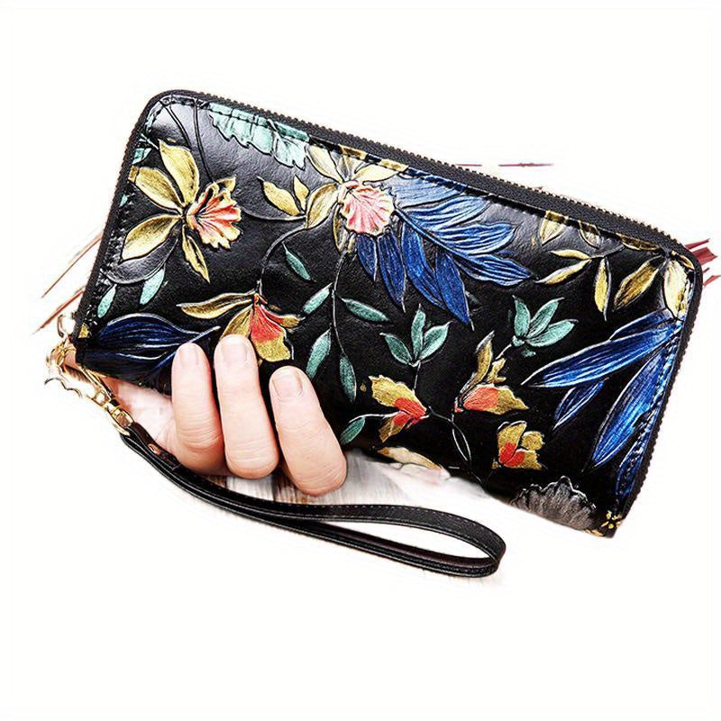 New Women's Wallet Long Zipper Multi-functional Retro Three-dimensional Handbag Large Capacity