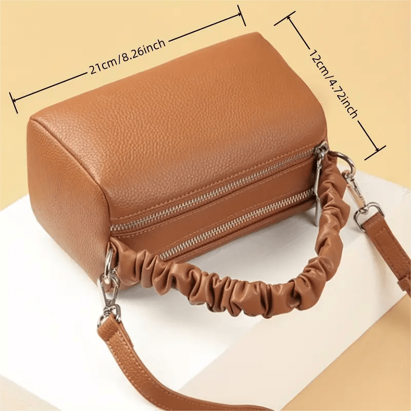 Mini Pillow Bag, Genuine Leather Boston Small Bag, Stylish and Simple Crossbody, Suitable for Work, Parties and Other Occasions