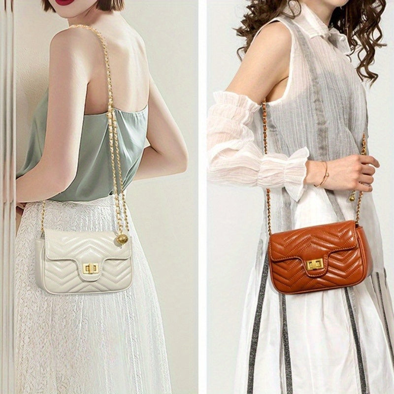 Women's Shoulder Bag With Chain Strap And Zipper Closure, Elegant Style Bag For Shopping Outfits