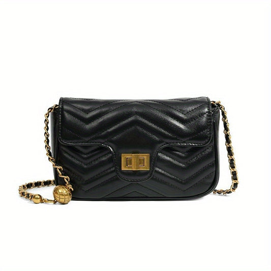 Women's Shoulder Bag With Chain Strap And Zipper Closure, Elegant Style Bag For Shopping Outfits