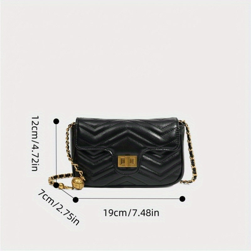 Women's Shoulder Bag With Chain Strap And Zipper Closure, Elegant Style Bag For Shopping Outfits