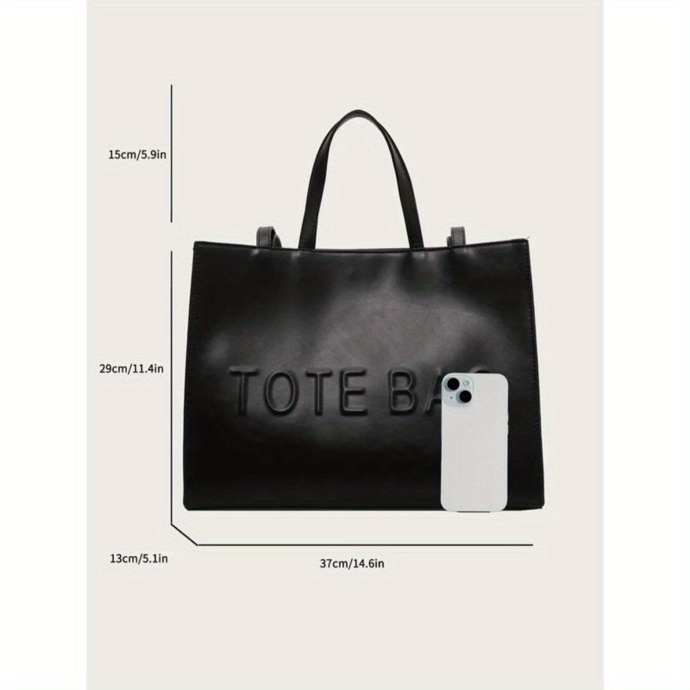 Large Capacity Minimalist Tote Bag With Zipper Closure For Women, Simple And Stylish Shoulder Bag