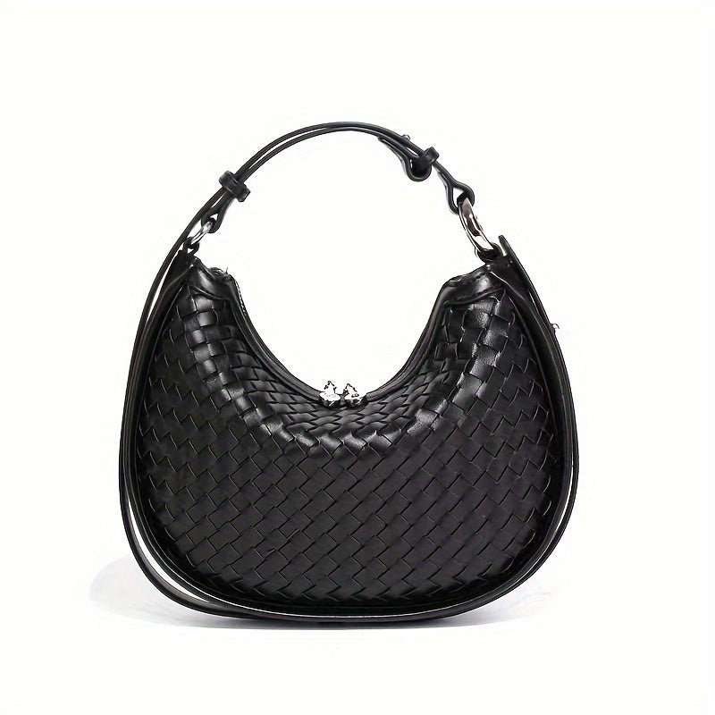 New Woven Crescent Bag For Women, High-end Woven Bag, Lazy Soft Leather Oval Saddle Bag