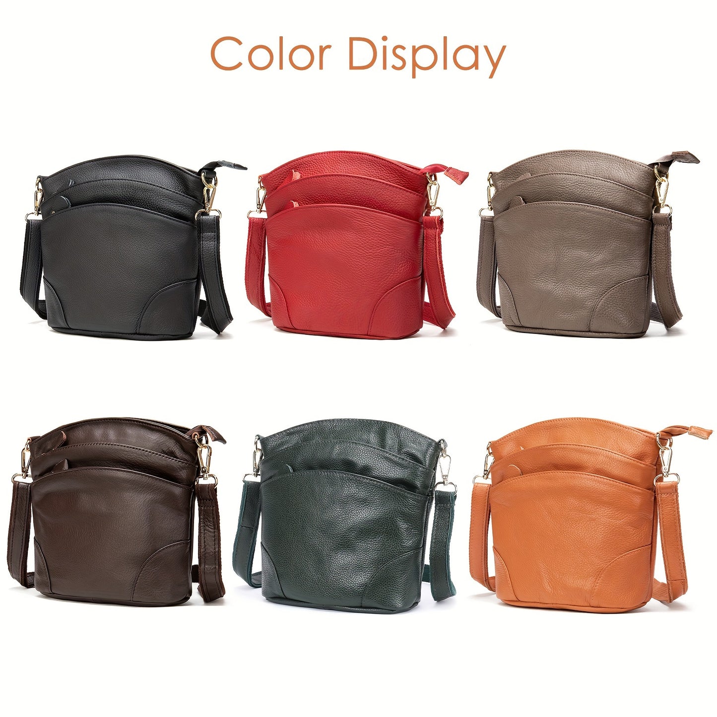 Premium Genuine Cowhide Leather Crossbody Bag - Luxurious, Versatile, And Spacious With Ample Storage - Handbag Purse Cross Body Organizer Smart Phone Pockets