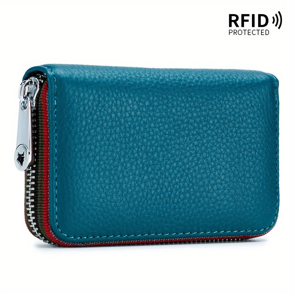 Credit Card Holder Wallet For Men Women, Small Leather RFID Blocking Card Cases Holder Organizer, Security Travel Wallet With Zipper