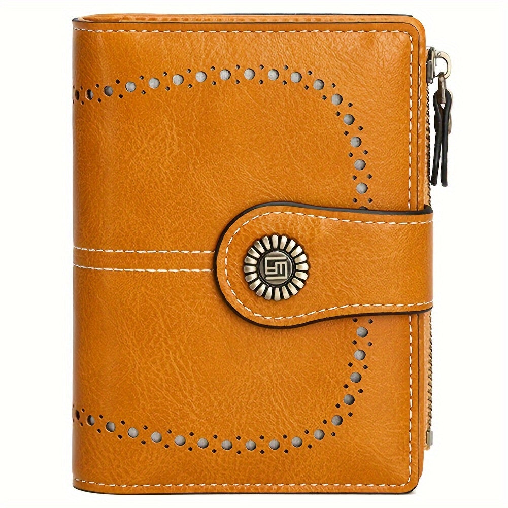 Small Womens Wallet Leather Bifold Card Holder RFID Blocking with Zipper Coin Pocket