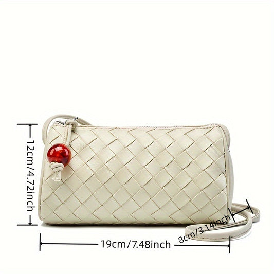 1pc Woven Pattern Single Shoulder Crossbody Small Bag For Women, Fashionable And Simple Casual Small Bag, Pillow Bag For Holding Mobile Phone