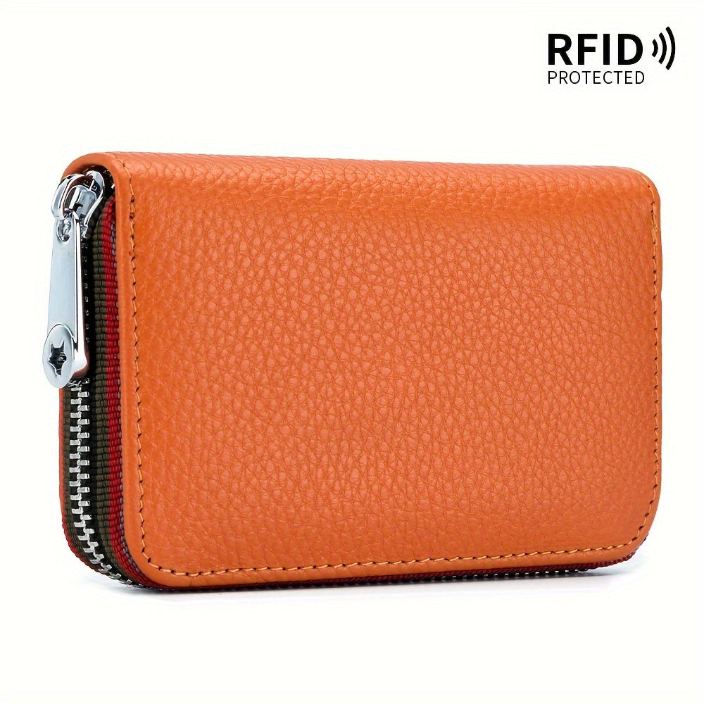 Credit Card Holder Wallet For Men Women, Small Leather RFID Blocking Card Cases Holder Organizer, Security Travel Wallet With Zipper