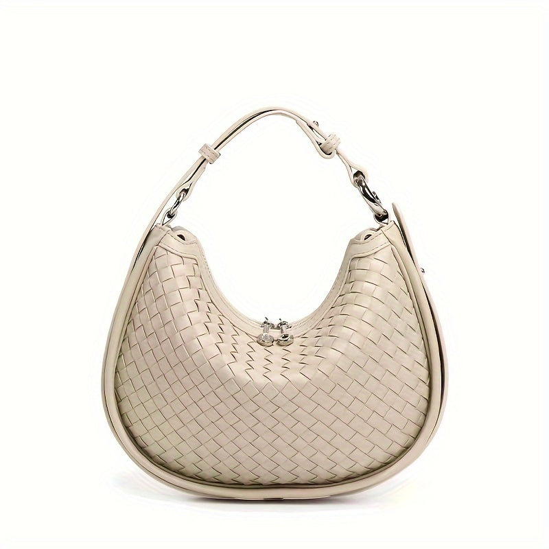 New Woven Crescent Bag For Women, High-end Woven Bag, Lazy Soft Leather Oval Saddle Bag