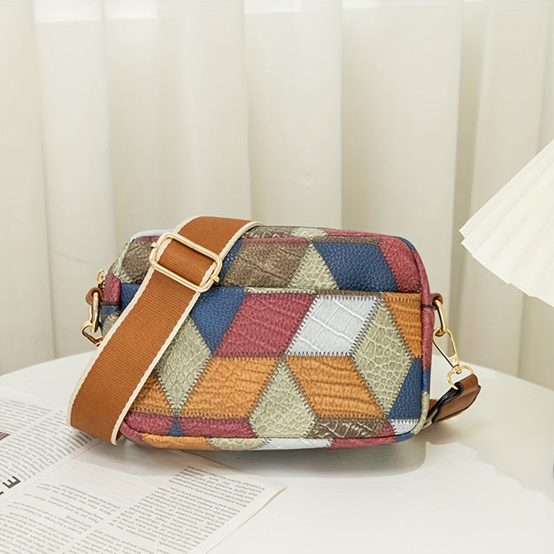 New Colorful Match Ethnic Style Ladies Crossbody Bag, Fashion Trend Camera Bag, Shoulder Small Square Bag