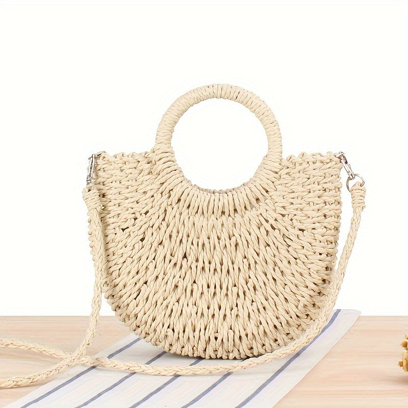 Women Straw Crossbody Bag Summer Beach Weave Shoulder Bag Rattan