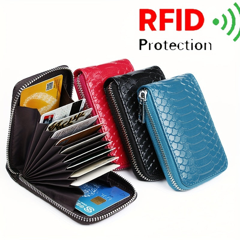 Credit Card Small Leather Wallet, Zipper Pockets Card Cases Holder for Men Women Compact Size For Festival Gift