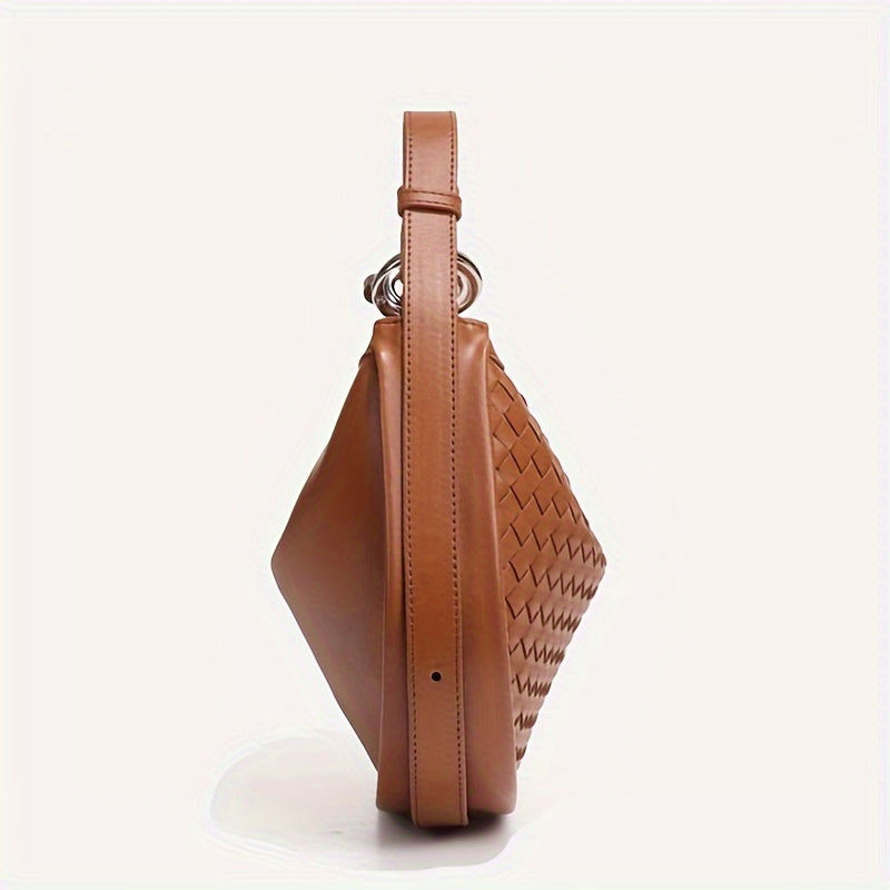 New Woven Crescent Bag For Women, High-end Woven Bag, Lazy Soft Leather Oval Saddle Bag