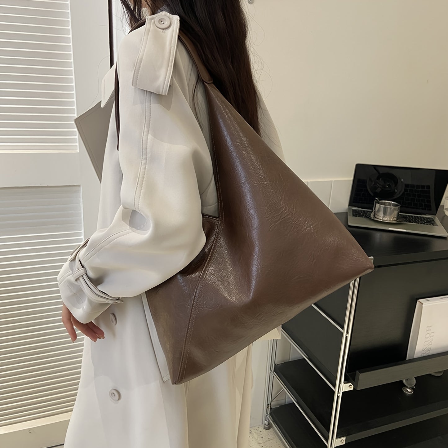 Large-Capacity Slouchy Hobo Bags for Women, Vintage Tote Bag PU Leather Crossbody Bag, Soft Shoulder Bag, Single Shoulder Underarm Bag