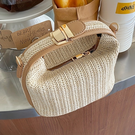 Dongdaemun Ins Grass Weaving Small Bag Female Casual Fashion Shoulder Crossbody Bag Handbag