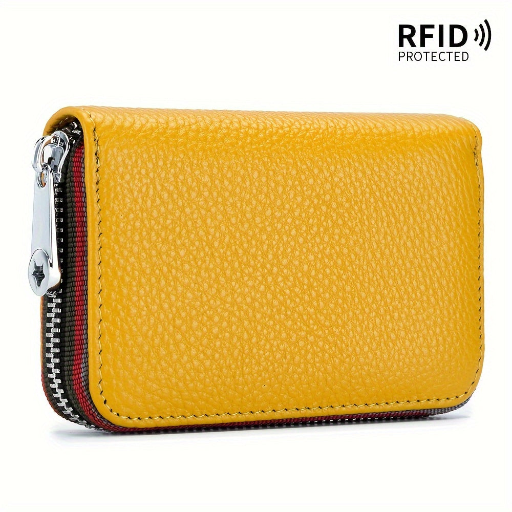 Credit Card Holder Wallet For Men Women, Small Leather RFID Blocking Card Cases Holder Organizer, Security Travel Wallet With Zipper