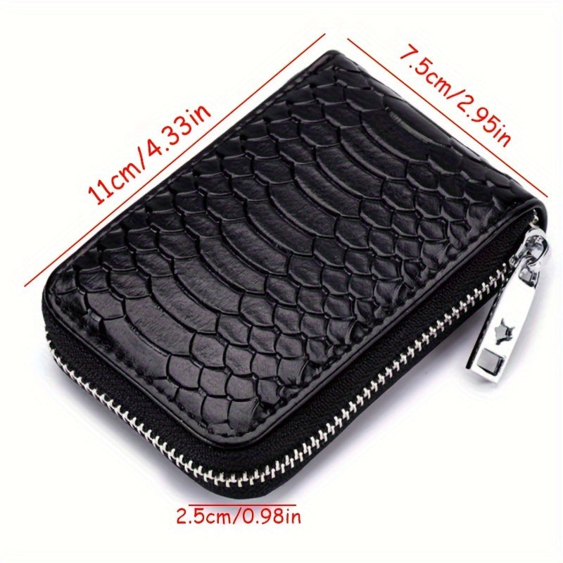 Credit Card Small Leather Wallet, Zipper Pockets Card Cases Holder for Men Women Compact Size For Festival Gift