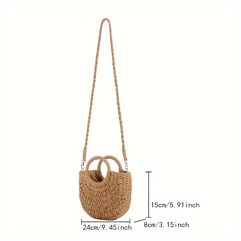 Women Straw Crossbody Bag Summer Beach Weave Shoulder Bag Rattan