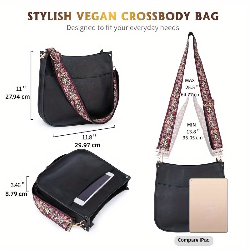 Vegan Leather Crossbody Bag Fashion Bucket Shoulder Bag, Women Purse With Adjustable Strap