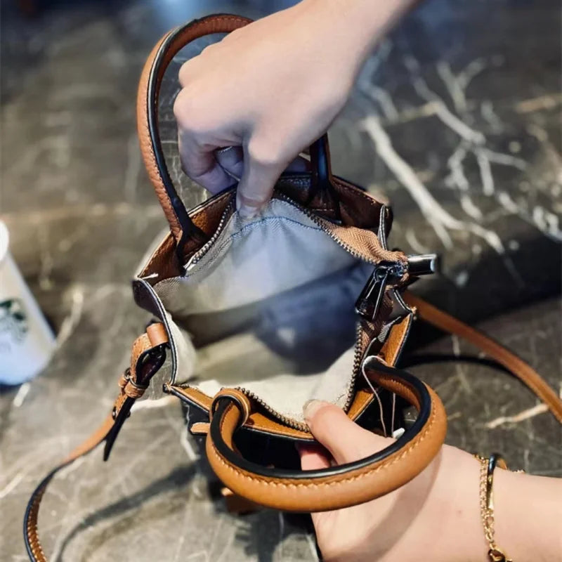 Genuine Leather Casual Phone Bag 2023 New Women Lattice Luxury Small Shoulder Bag Fashion Trend Crossbody Bag