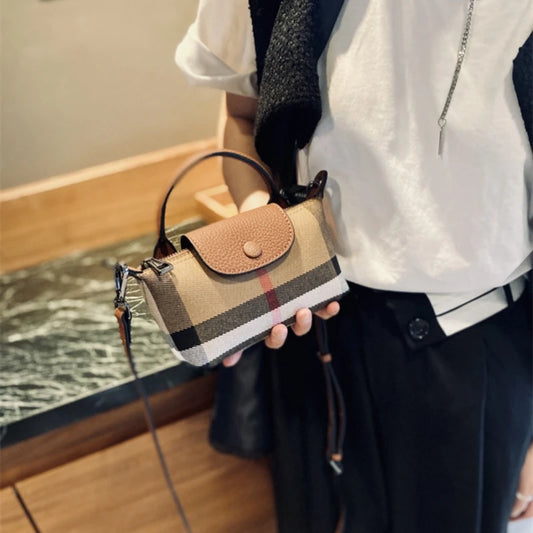 Genuine Leather Casual Phone Bag 2024 New Ladies Lattice Luxury Crossbody Bag Fashion Trend Women Shoulder Bag