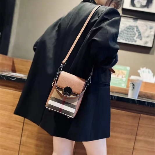 Genuine Leather Casual Shoulder Bag 2023 New Ladies Lattice Luxury Crossbody Bag Fashion Trend Women Mobile Phone Bag