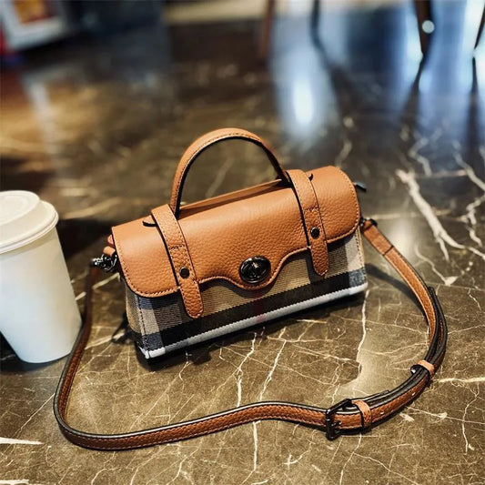 Genuine Leather Fashion Plaid Crossbody Bags for Women 2023 New Luxury Small Shoulder Bag Female Brand Designer Trends Handbags