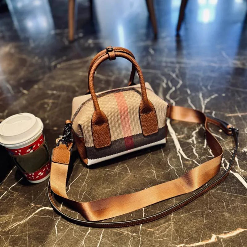 Genuine Leather Fashion Plaid Handbag for Women 2023 New Luxury Shoulder Bag Female Brand Designer Trends Handbags