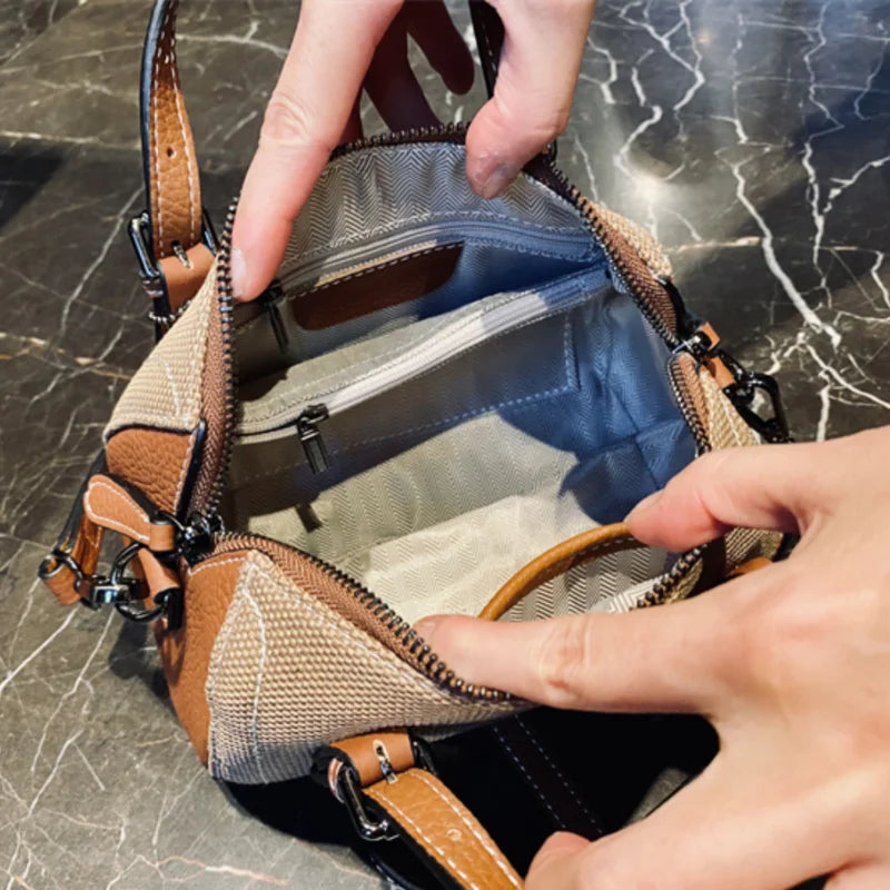 Genuine Leather Fashion Plaid Shoulder Bag for Women 2023 New Luxury Small Small Handbag Female Brand Designer Trends Bag