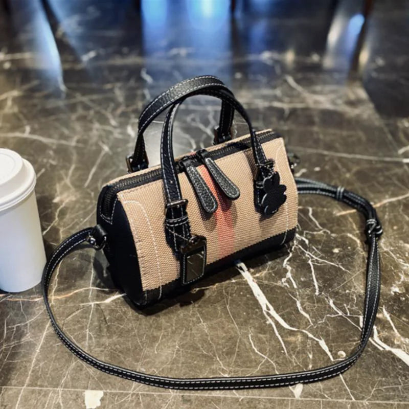 Genuine Leather Fashion Plaid Shoulder Bag for Women 2023 New Luxury Small Small Handbag Female Brand Designer Trends Bag