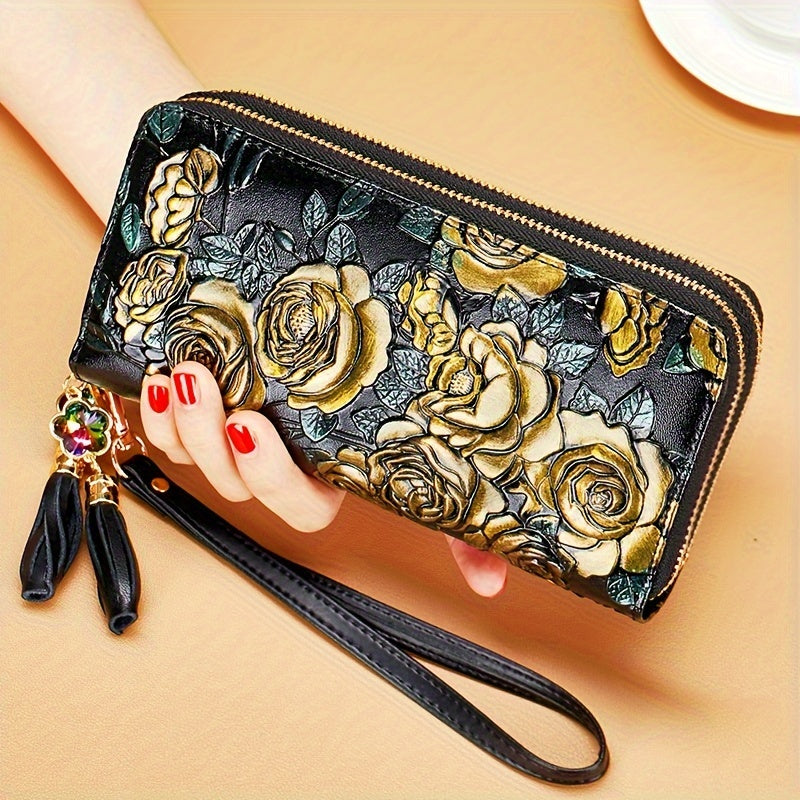 New Women's Wallet Long Zipper Multi-functional Retro Three-dimensional Handbag Large Capacity