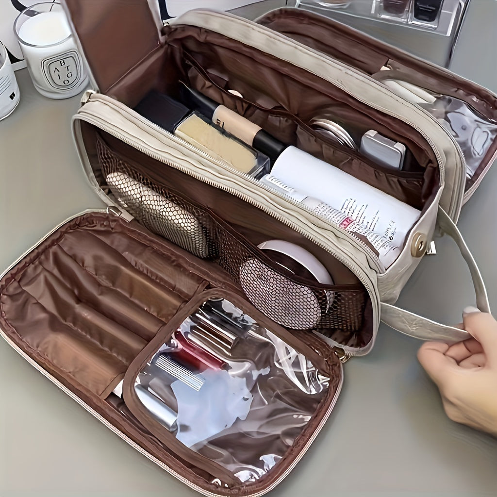 Women's Multifunctional Cosmetic Bag Large Capacity Portable Travel Makeup Brush Toiletries Storage Bag