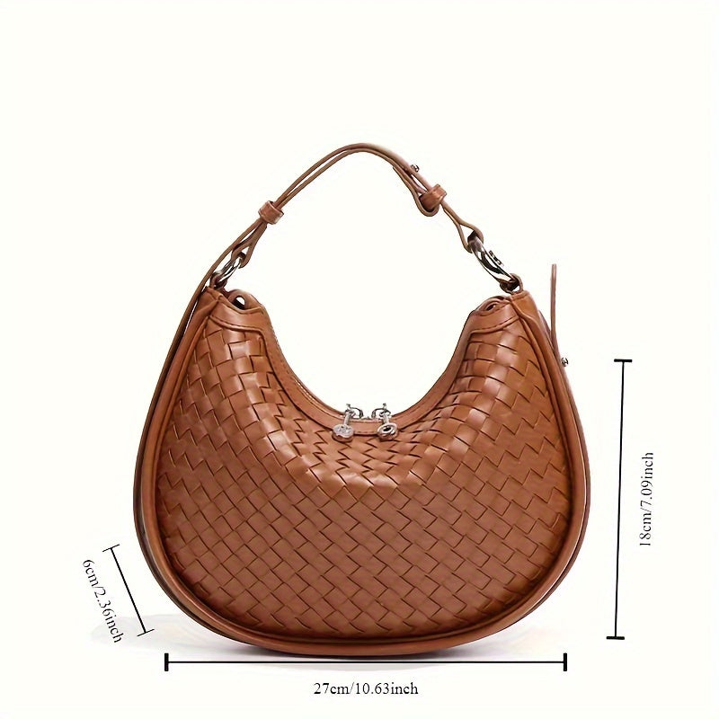 New Woven Crescent Bag For Women, High-end Woven Bag, Lazy Soft Leather Oval Saddle Bag