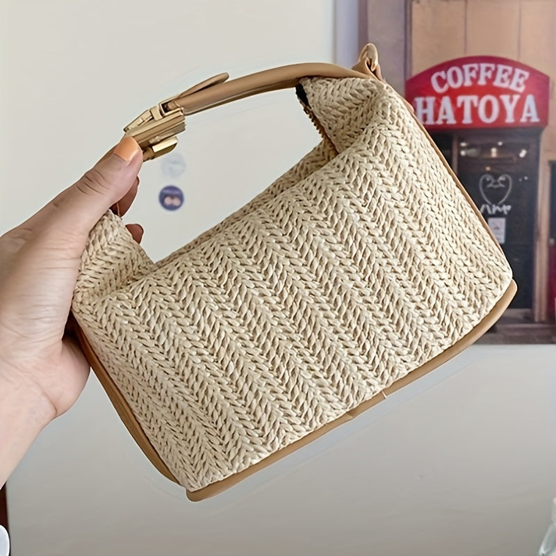 Dongdaemun Ins Grass Weaving Small Bag Female Casual Fashion Shoulder Crossbody Bag Handbag