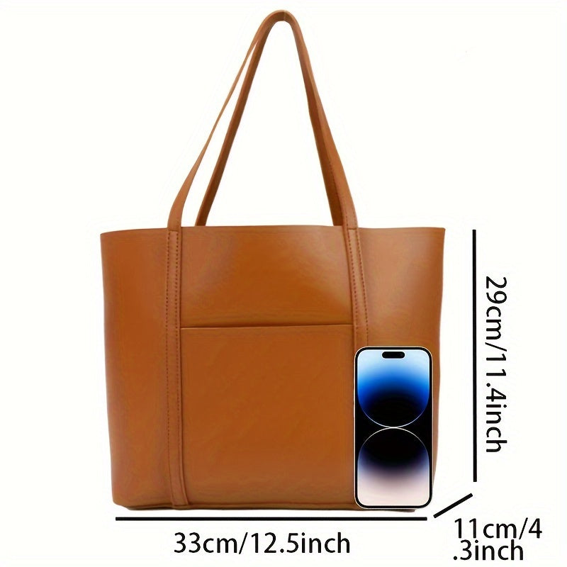 Casual Women's Handbag PU Leather Matching Texture Niche Portable Tote Bucket Bag Female New Fashion Europe And The United States Casual Soft Surface Large Bag