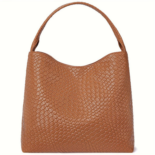 Women's Casual Design Shoulder Bag With Polyester Lining, Grid Pattern Bag, Travel Tote Bag