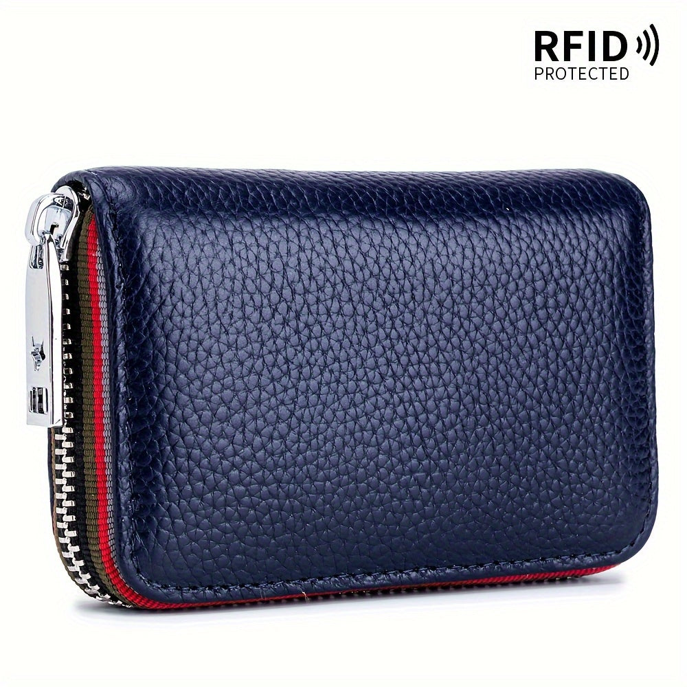 Credit Card Holder Wallet For Men Women, Small Leather RFID Blocking Card Cases Holder Organizer, Security Travel Wallet With Zipper