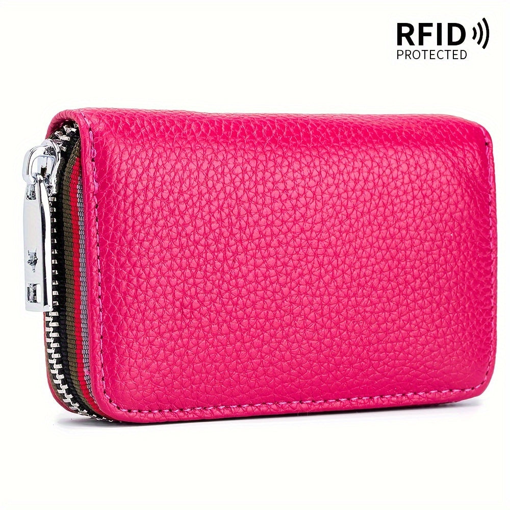 Credit Card Holder Wallet For Men Women, Small Leather RFID Blocking Card Cases Holder Organizer, Security Travel Wallet With Zipper