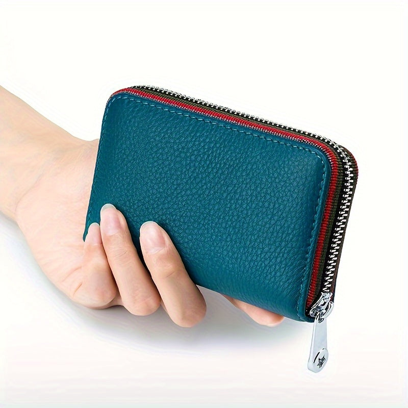 Credit Card Holder Wallet For Men Women, Small Leather RFID Blocking Card Cases Holder Organizer, Security Travel Wallet With Zipper