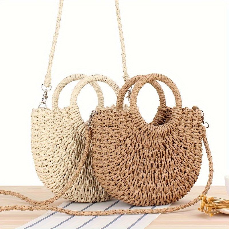 Women Straw Crossbody Bag Summer Beach Weave Shoulder Bag Rattan