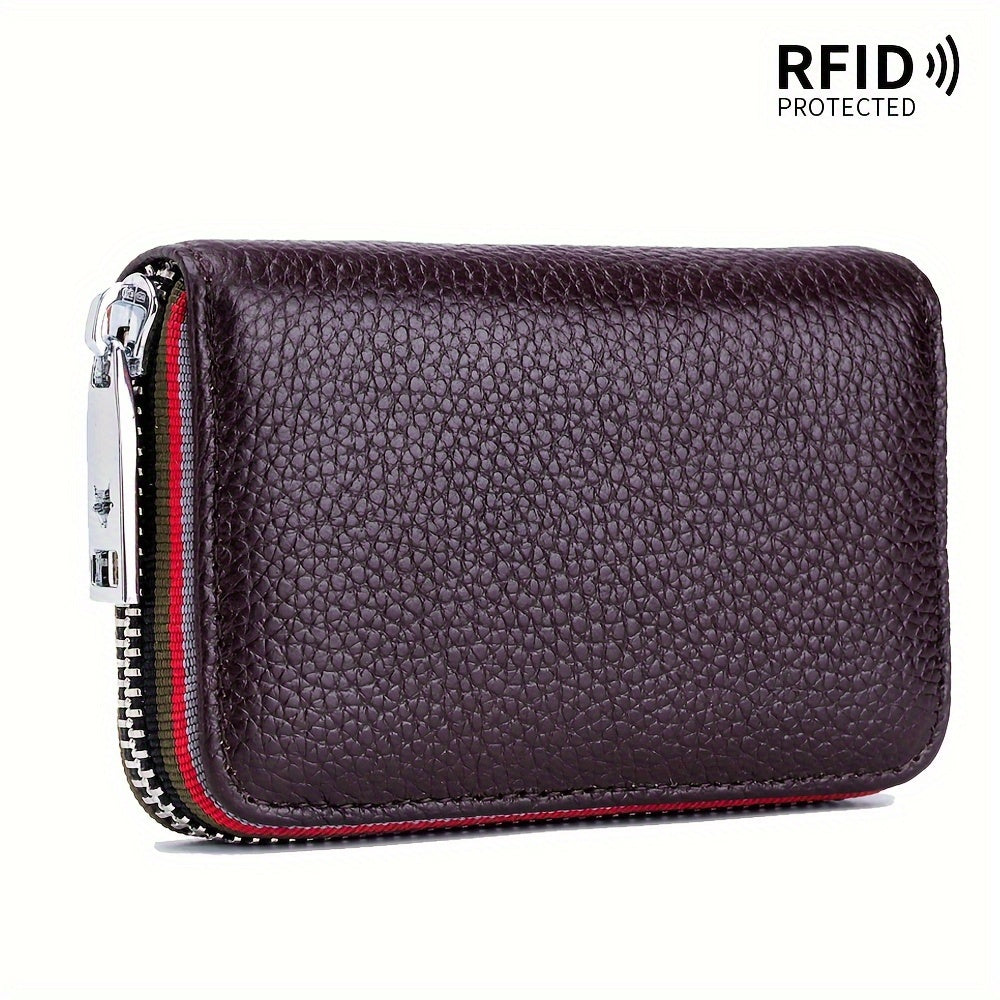 Credit Card Holder Wallet For Men Women, Small Leather RFID Blocking Card Cases Holder Organizer, Security Travel Wallet With Zipper