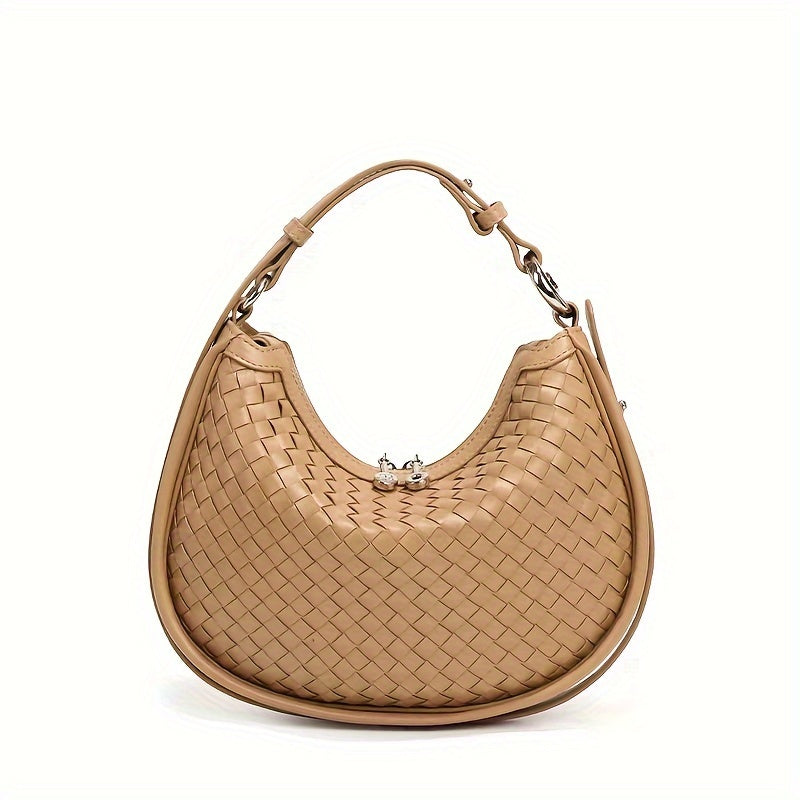 New Woven Crescent Bag For Women, High-end Woven Bag, Lazy Soft Leather Oval Saddle Bag