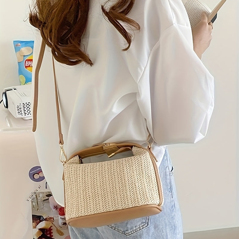 Dongdaemun Ins Grass Weaving Small Bag Female Casual Fashion Shoulder Crossbody Bag Handbag