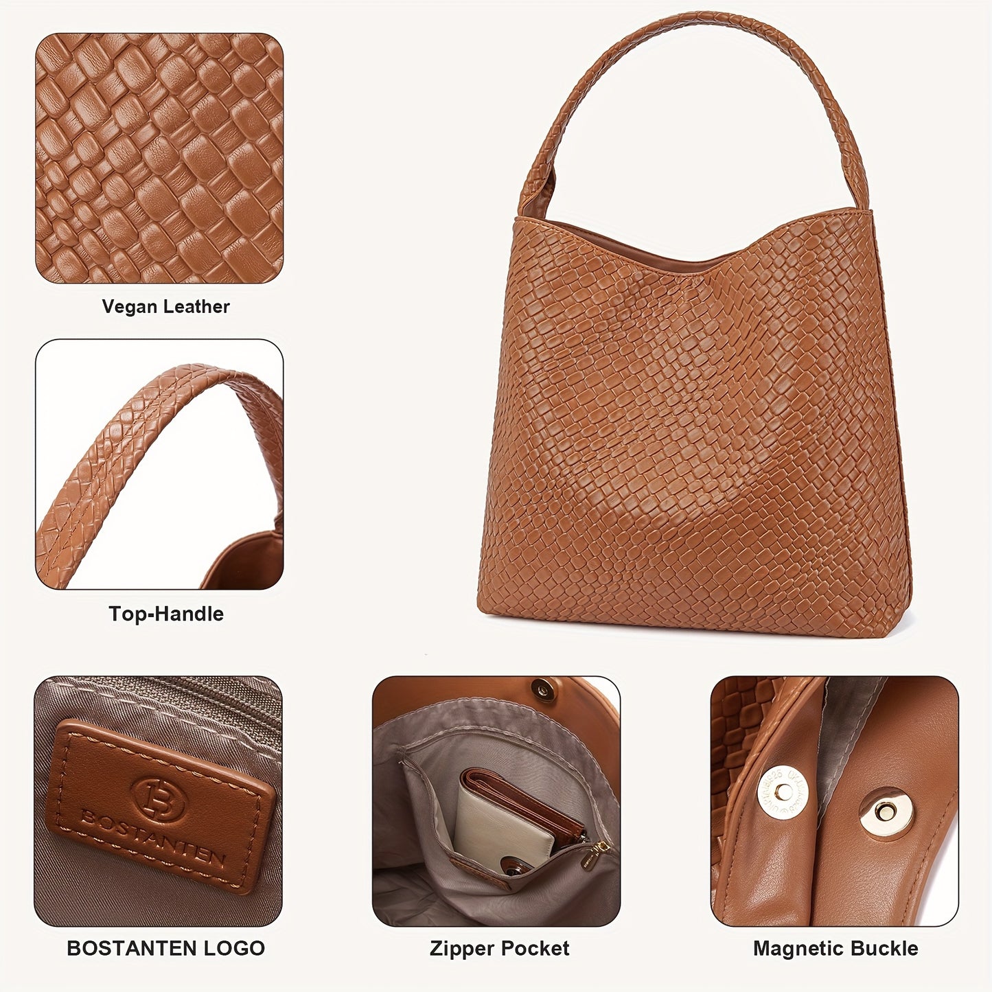 Women's Casual Design Shoulder Bag With Polyester Lining, Grid Pattern Bag, Travel Tote Bag